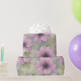 Papel De Presente Soft Pink Botanical Floral Wrapping Paper