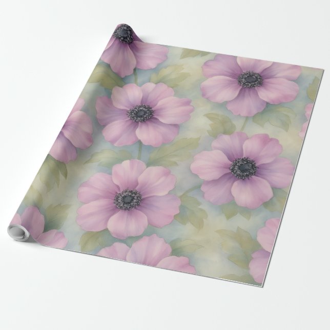 Papel De Presente Soft Pink Botanical Floral Wrapping Paper (Desenrolado)