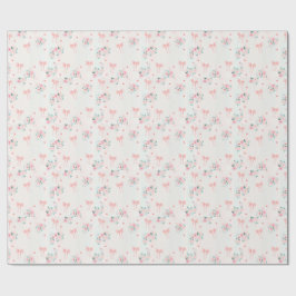 Papel De Presente Soft Pink Floral & Bow Pattern – Cute Romantic 