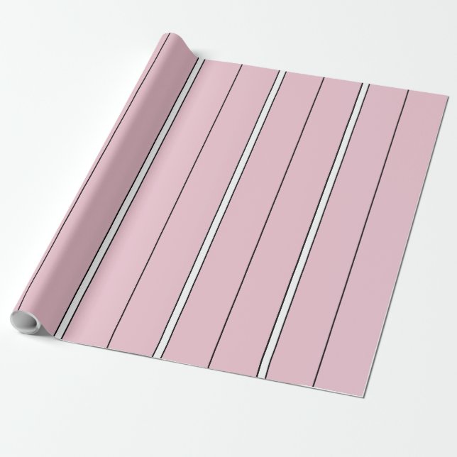 Papel De Presente Soft Pink Vertical Stripe Pattern Minimal (Desenrolado)