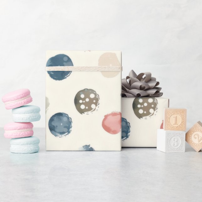 Papel De Presente Soft Watercolor Polka Dots Wrapping Paper (Chá de bebê)