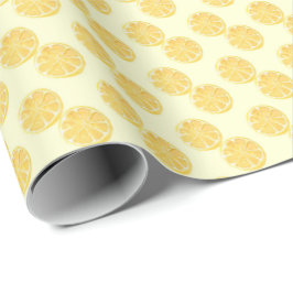 Papel De Presente Soft Yellow Lemon Slice Watercolor Pattern