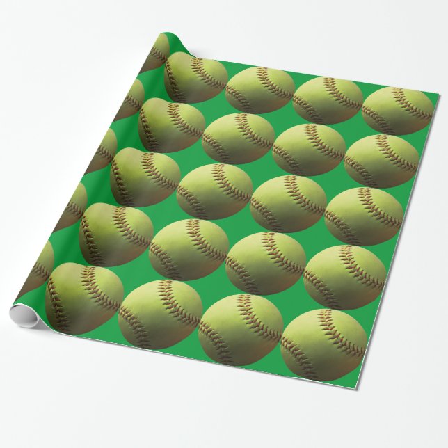 Papel De Presente Softball amarelo (Desenrolado)