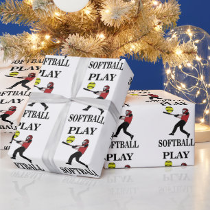 Papel De Presente Softball Player Play