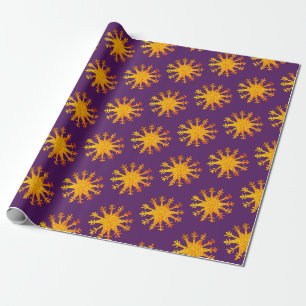 Papel De Presente Sóis do ouro dos flocos de neve