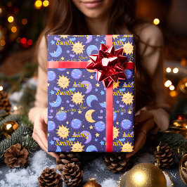 Papel De Presente Sol e Lua Motivacionais Kawaii para Crianças
