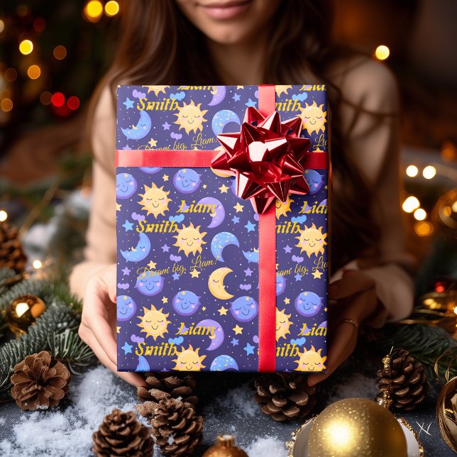 Papel De Presente Sol e Lua Motivacionais Kawaii para Crianças (Criador carregado)