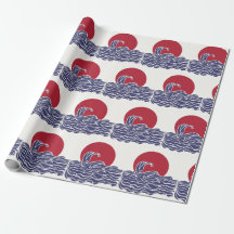 Sol e ondas do mar vermelho, branco e azul