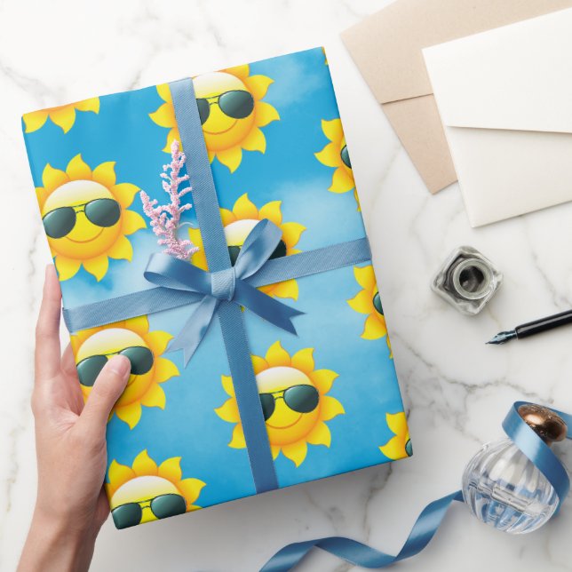 Papel De Presente Sol Feliz Com Óculos De Sol (Presentear)