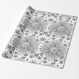 Papel De Presente Sol venenoso e estrelas céu medieval celeste draw