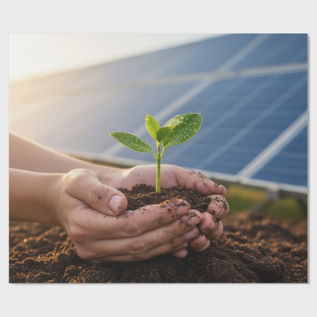 Papel De Presente Solar Power Green Earth Gift Wrap (Aberto)