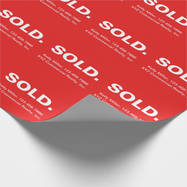 Papel De Presente SOLD Real Estate Marketing | Minimalist Bold Red  (Ponta)