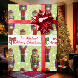 Papel De Presente Soldado Nutcracker Personalizar Nome Neve de Natal