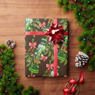 Papel De Presente Soldados quebra-nozes e visco