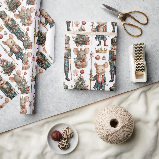 Papel De Presente Soldados Ratos em Cena Festiva (Artesanato)