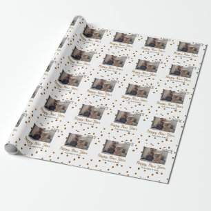 Papel De Presente Solteiro feliz ano novo pai adicionar nome de foto
