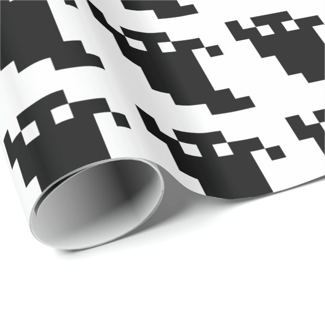 Papel De Presente Sombra Fantasma de Pixel de 8 Bits (Ponta do rolo)