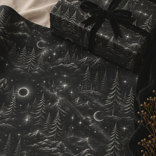 Papel De Presente Sombras de Yule Floresta Gótica de Inverno