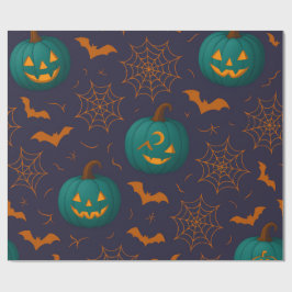 Papel De Presente Sombras Encantadas - Halloween Teal & Twilight