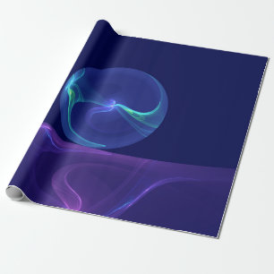 Papel De Presente Sonho Abstrato de Arte Fractal Roxo Azul Luminoso
