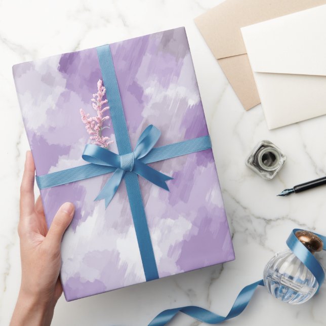 Papel De Presente Sonho de Lavanda Suave Padrão Abstrato Branco Névo (Presentear)