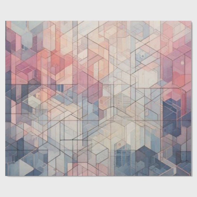 Papel De Presente Sonho Geométrico Pastel – Padrão Abstrato Moderno (Aberto)