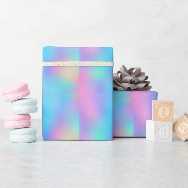 Papel De Presente Sonho Pastel Holográfico (Chá de bebê)