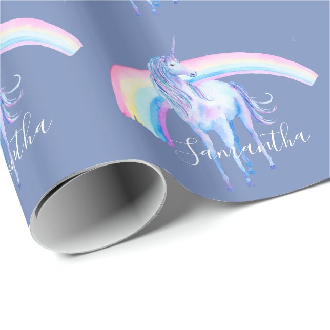 Papel De Presente Sonho Purple Aqua Unicorn (Ponta do rolo)