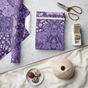 Papel De Presente Sonho Roxo, paleta índigo de flor de fantasia