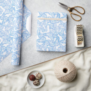 Papel De Presente Sonhos De Borboleta (Azul)