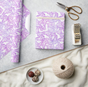 Papel De Presente Sonhos de borboletas (Lavanda)