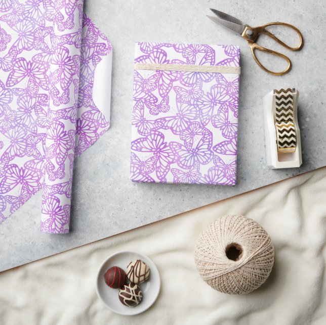 Papel De Presente Sonhos de borboletas (Lavanda) (Artesanato)