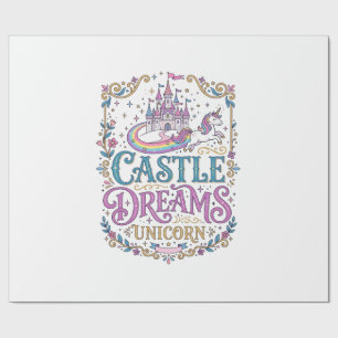 Papel De Presente Sonhos do Castelo do Unicórnio Unicórnio Fundo Bra