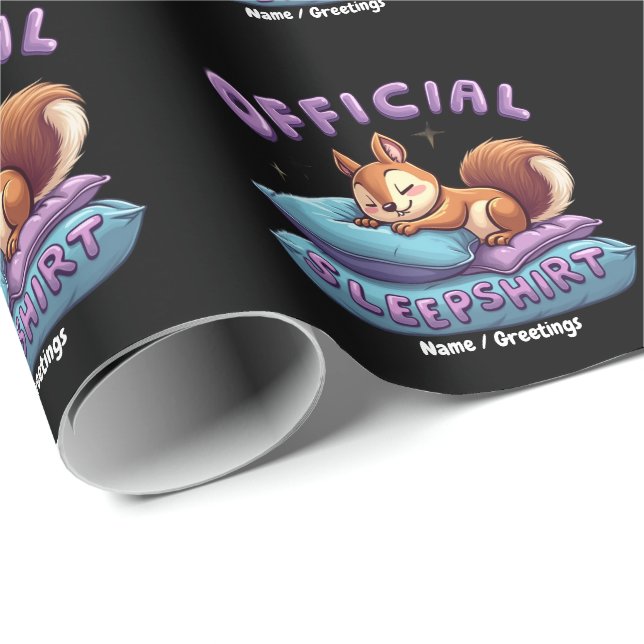Papel De Presente Sono Oficial de Esquilo Fofo & Soneca Divertida (Ponta do rolo)