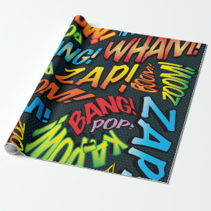 Papel De Presente Sons de Pop Art de Quadrinhos