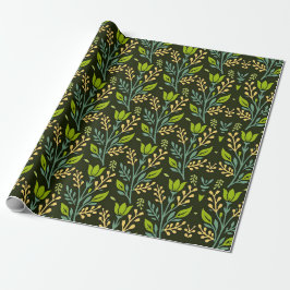 Papel De Presente Sophisticated blue & beige floral pattern design 