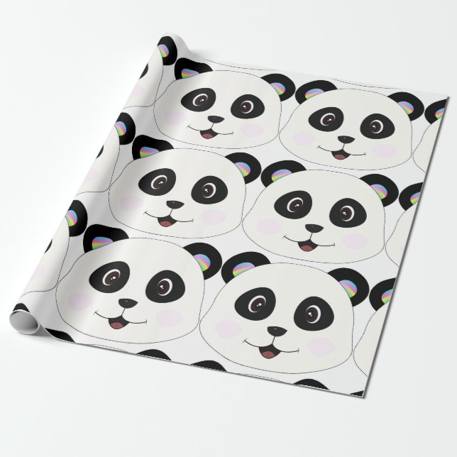 Papel De Presente Sorrindo Cara de Panda (Desenrolado)