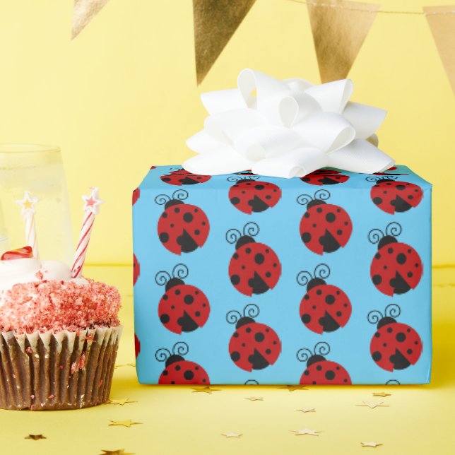 Papel De Presente Sorte ser um belo cartoon Ladybug (Festa de aniversário)