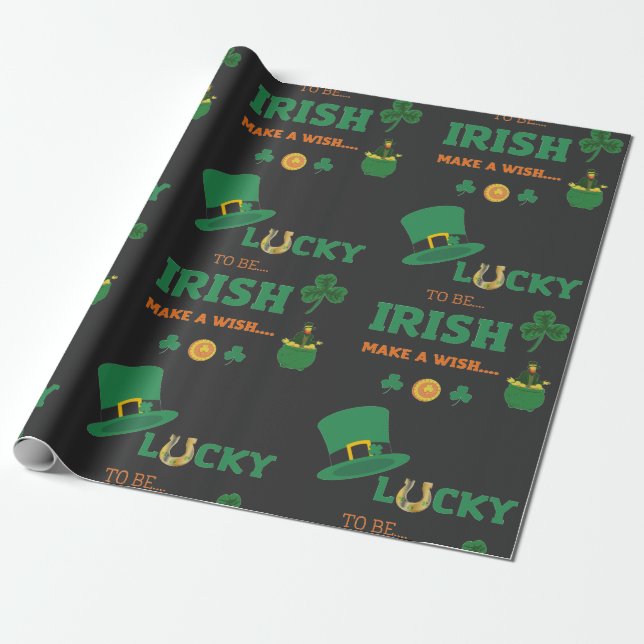 Papel De Presente Sortudo irlandês faz um desejo (Desenrolado)