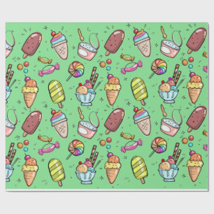 Papel De Presente Sorvete Candy Green