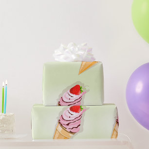 Papel De Presente Sorvete Com Morango