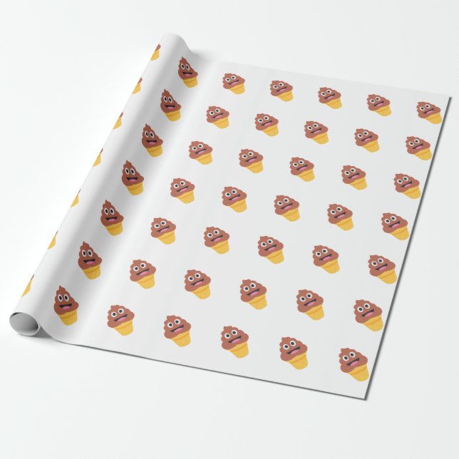Papel De Presente sorvete cone poo emoji (Desenrolado)