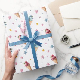 Papel De Presente Sorvete Cones Twins Garoto E Garota Aniversário