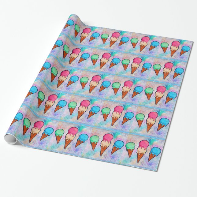 Papel De Presente Sorvete Cones Wraping Paper (Desenrolado)