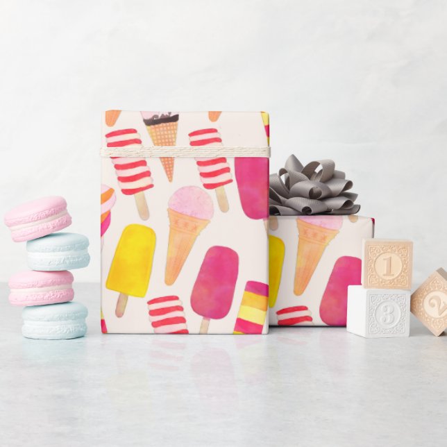 Papel De Presente Sorvete de Aquarela de Verão Doce (Chá de bebê)