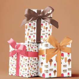 Papel De Presente Sorvete de Aquarela & Picolés Pipoca