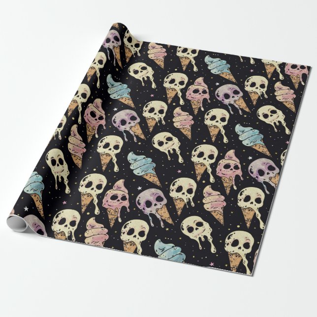 Papel De Presente Sorvete de Gótico de Verão assustador (Desenrolado)