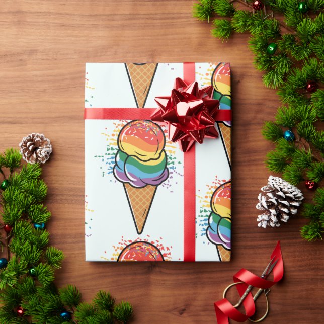 Papel De Presente Sorvete Rainbow LGBTQ+ Prioridade (Presente de Natal)