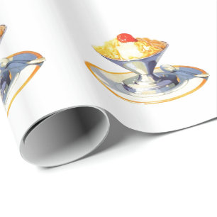 Papel De Presente Sorvete Vintage sundae retro sobremesa comida
