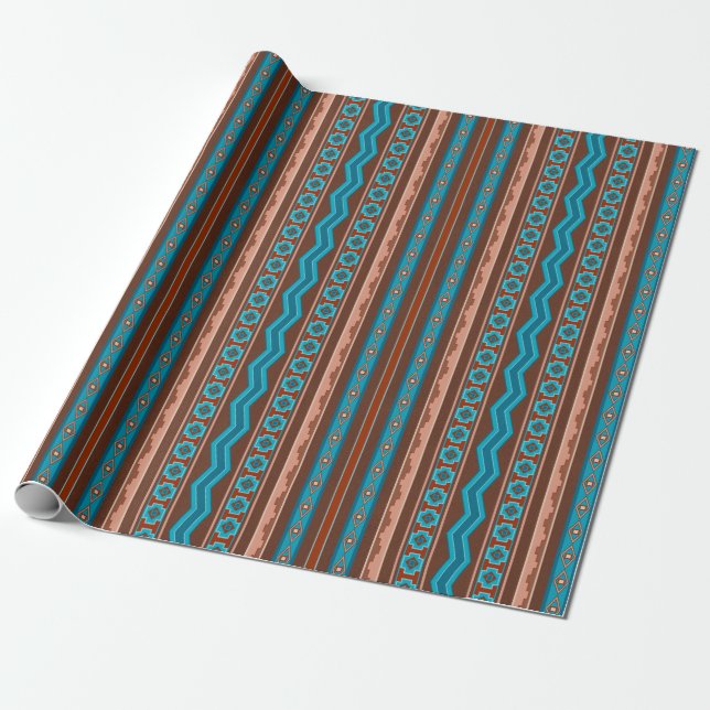 Papel De Presente Southwest Style Geometric Cameron Gorge Design (Desenrolado)